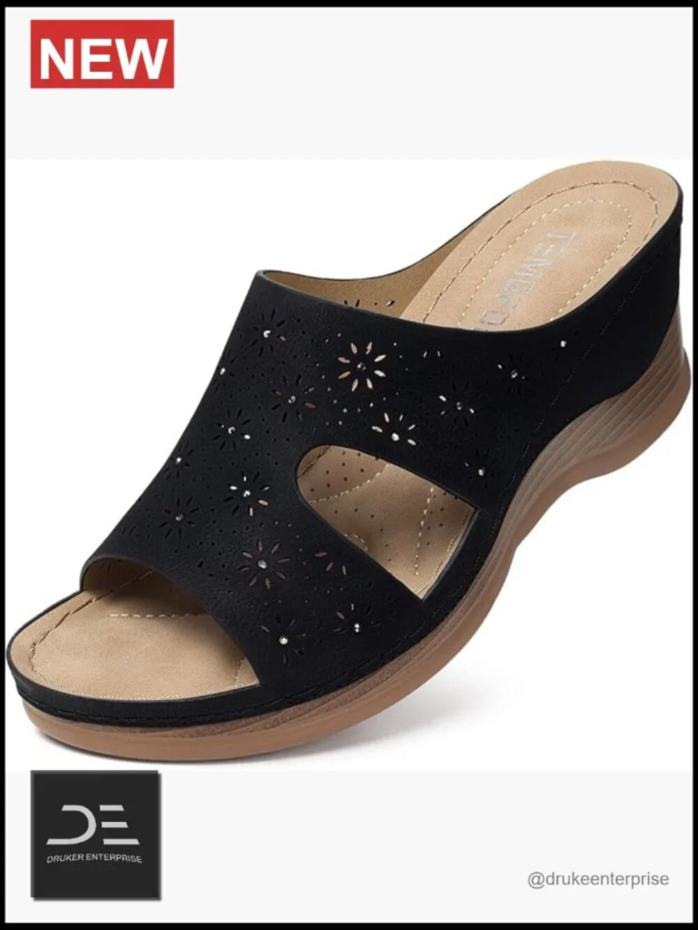 Women Wedge Sandals Soft PU Leather Slip On Casual Summer